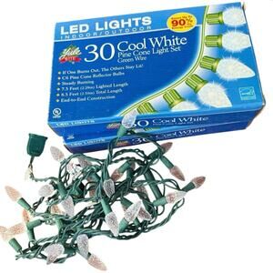 Two Sets- Yule Rite 30 LED Cool White Pine Cone Christmas Lights Indoor Outdoor